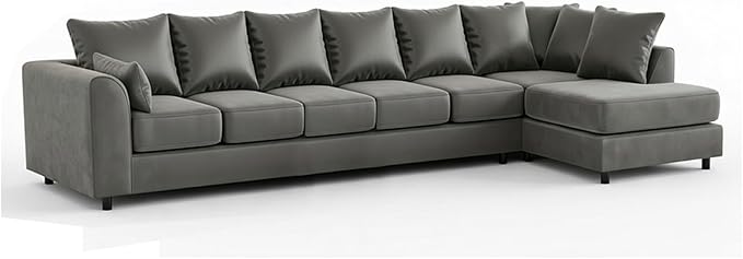 Large L Shaped 7 Seater Velvet Corner Couch for Living Room