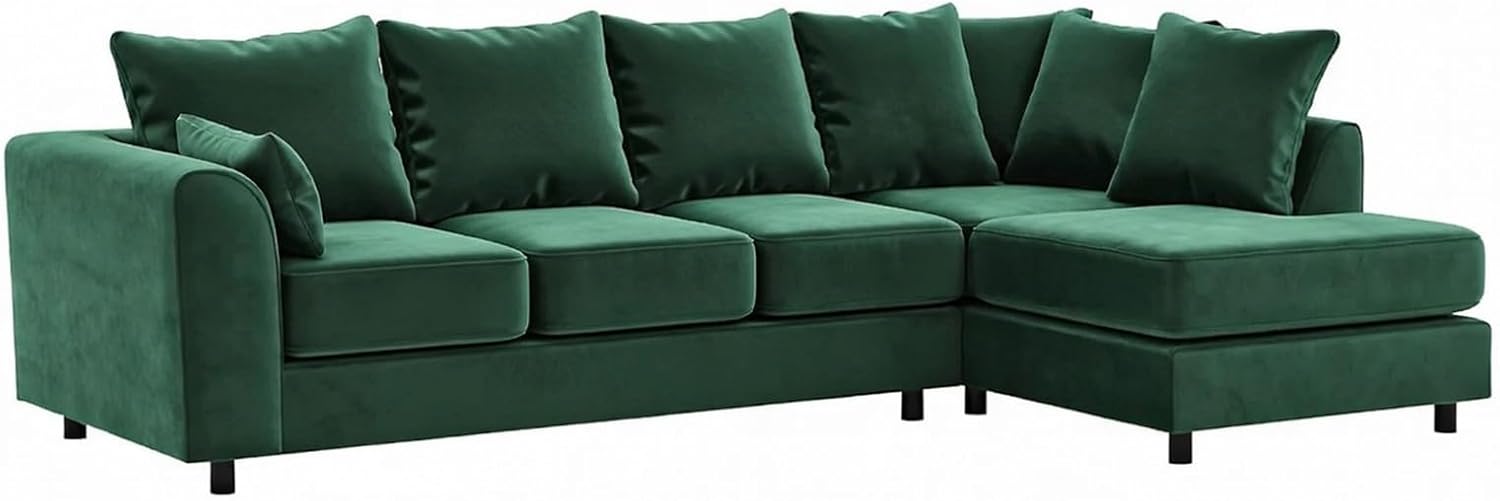 L-Shape Plush Velvet 5 Seater Corner Sofa with Scatter Back Cushions