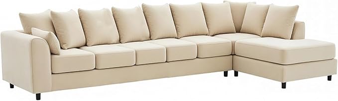 Large L Shaped 7 Seater Velvet Corner Couch for Living Room