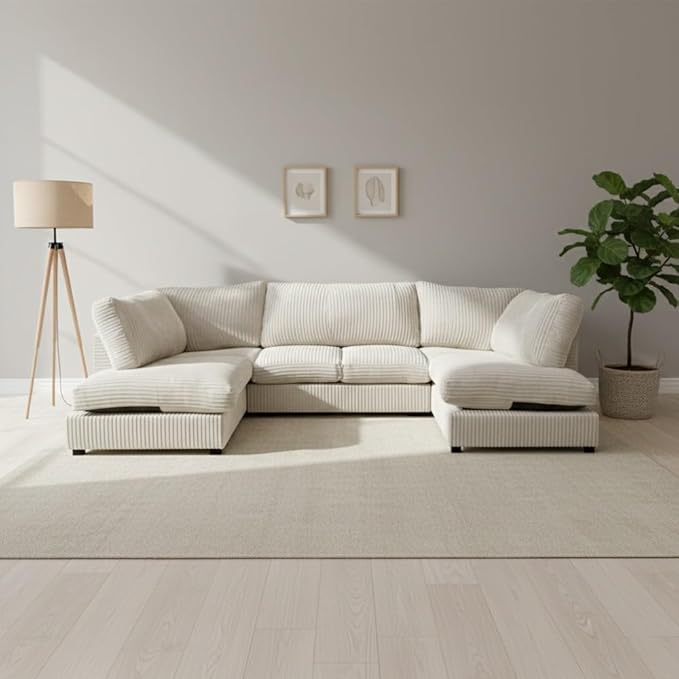 Large U Shape Modular Corner Sofa Jumbo Cord