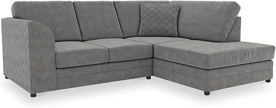 Modern Grey Fabric L Shaped Corner Sofa with Reversible Chaise