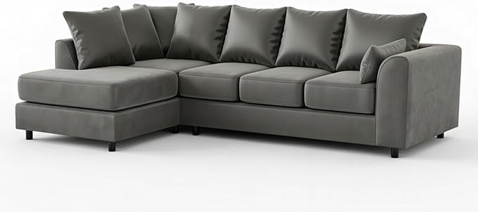 L-Shape Plush Velvet 5 Seater Corner Sofa with Scatter Back Cushions