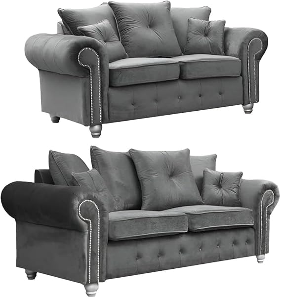 Ashwinn Diamond Tufted Velvet Sofa Set with 3 and 2 Seaters