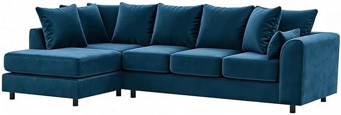 L-Shape Plush Velvet 5 Seater Corner Sofa with Scatter Back Cushions