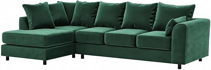 L-Shape Plush Velvet 5 Seater Corner Sofa with Scatter Back Cushions
