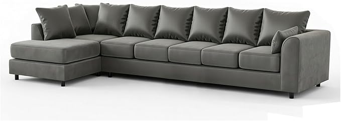 Large L Shaped 7 Seater Velvet Corner Couch for Living Room