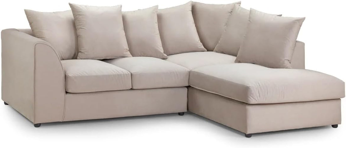 Dylan Plush Velvet L Shape 4 Seater Corner Sofa (Cream)