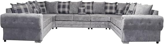 Verona Grey U Shaped Sofa with Scatter Back Cushions for Homes