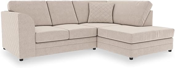 Modern Grey Fabric L Shaped Corner Sofa with Reversible Chaise
