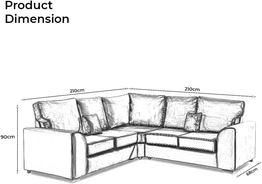 Dylan dual arm 5 seater 2c2 Plush Velvet High Back Corner Sofa