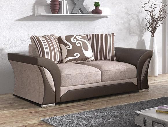 Shannon Chenille 3+2 Seater Sofa Set (Brown & Beige)