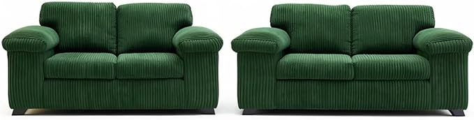 Grey Jumbo Cord 3+2 Sofa Set with Plush Scatter Back Design