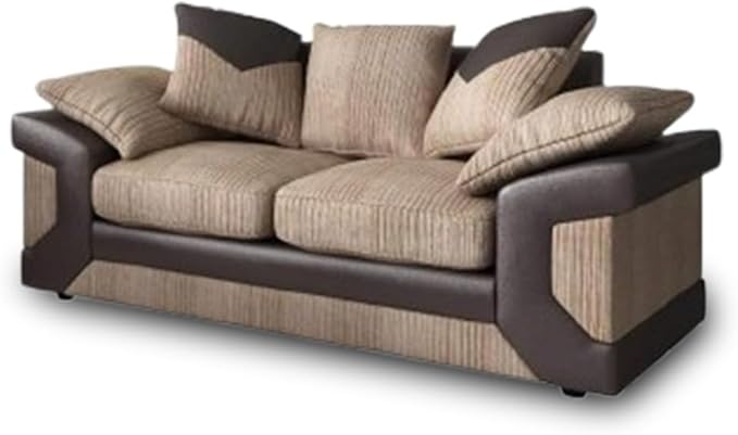 Dino Jumbo Cord Brown & Beige 3 & 2 Seater Sofa