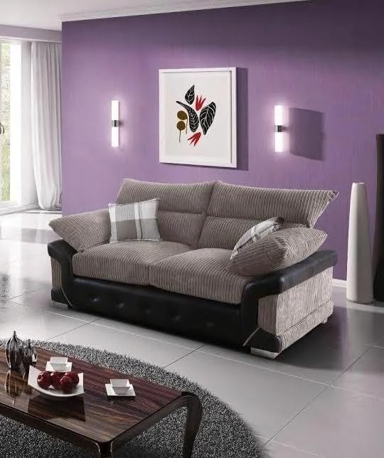 Logan 3+2 Sofa Set Jumbo Cord and Leather High Back Sofa