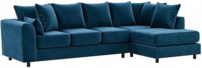 L-Shape Plush Velvet 5 Seater Corner Sofa with Scatter Back Cushions