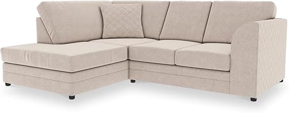 Modern Grey Fabric L Shaped Corner Sofa with Reversible Chaise