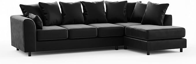 L-Shape Plush Velvet 5 Seater Corner Sofa with Scatter Back Cushions