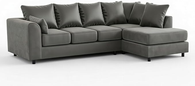 L-Shape Plush Velvet 5 Seater Corner Sofa with Scatter Back Cushions