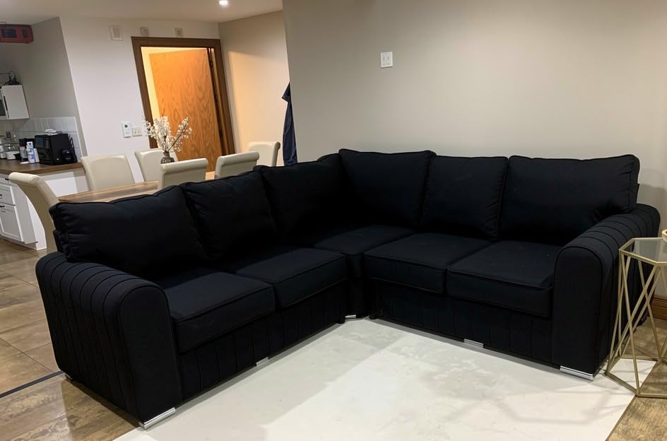 Lily 5 Seater Plush Velvet Corner Sofa with High Back Cushions