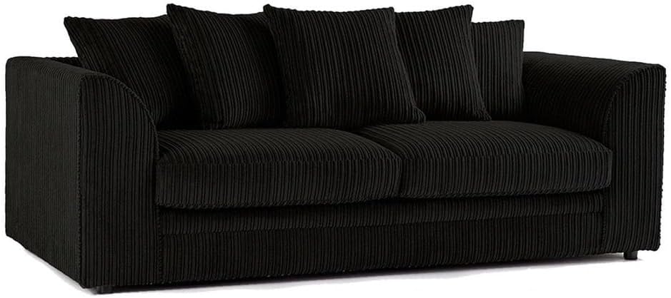 Comfortable Black Jumbo Cord 3+1+1 Sofa Suite with Armchairs