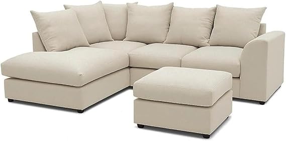 Elegant Cream Corner Sofa Set with Footstool for Modern Homes