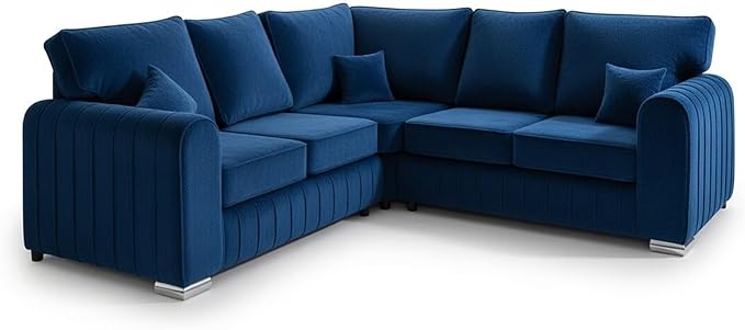 Lily 5 Seater Plush Velvet Corner Sofa with High Back Cushions