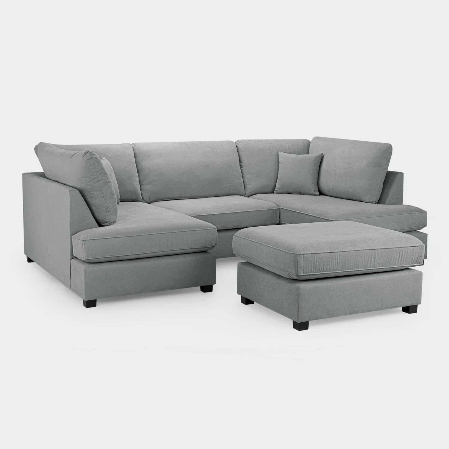 Cinema 4pc U shape Plush Velvet Sofa High Back Cushions