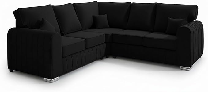 Lily 5 Seater Plush Velvet Corner Sofa with High Back Cushions
