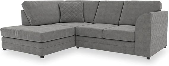 Modern Grey Fabric L Shaped Corner Sofa with Reversible Chaise