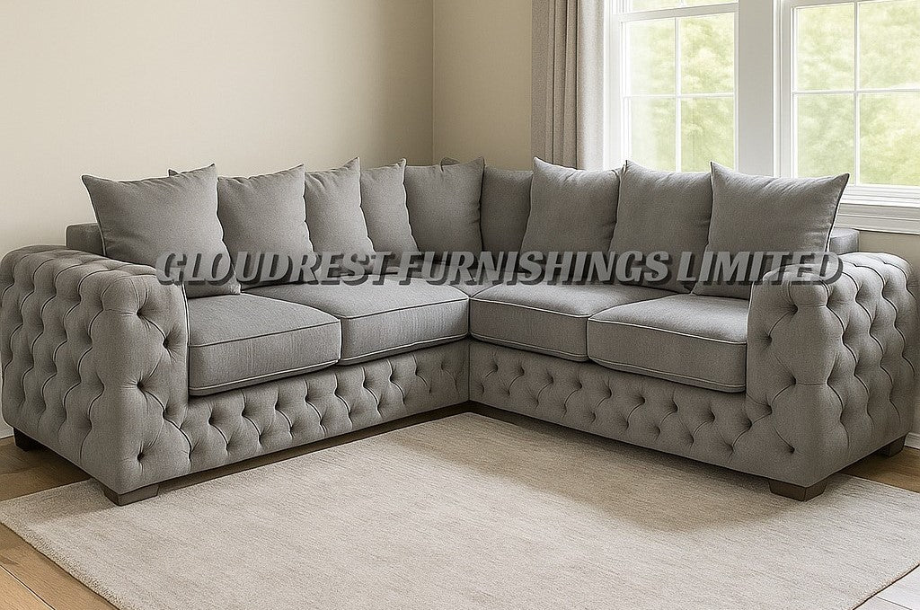 Ashton Chesterfield Sofa Brand New Black, Grey, Cream, Blue, Beige Corner | Stylish Living Room Furniture