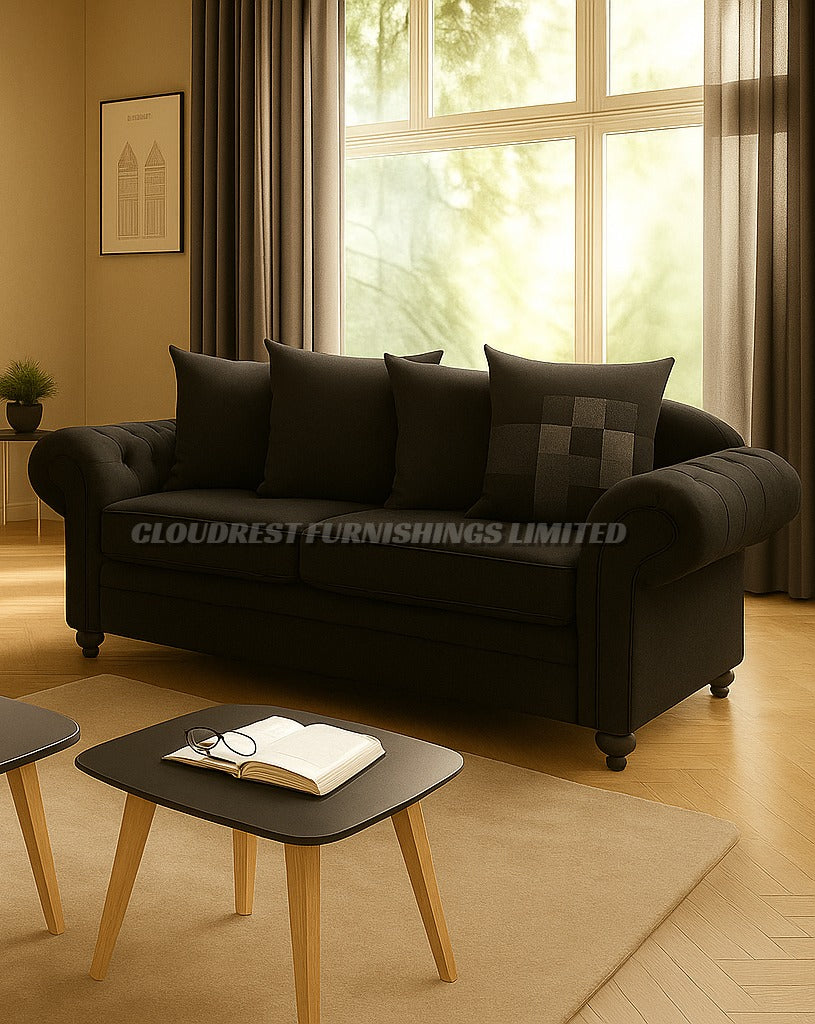 Nicole Sofa Brand New Black, Grey, Cream, Silver 3+2| Stylish Living Room Furniture