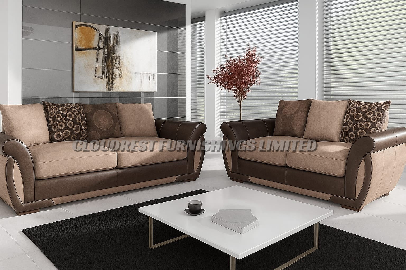 Shannon Luxury Chenille Sofa Brand New Black and Grey + Beige and Brown Corner & 3+2 Seater | Stylish Living Room Furniture