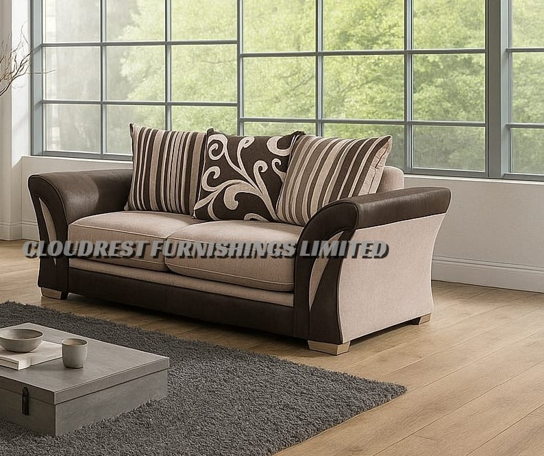 Shannon Chenille Sofa Brand New Black and Grey + Beige and Brown Corner & 3+2 Seater | Stylish Living Room Furniture