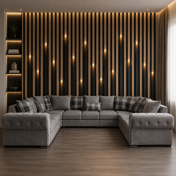 Verona Grey U Shaped Sofa with Scatter Back Cushions for Homes