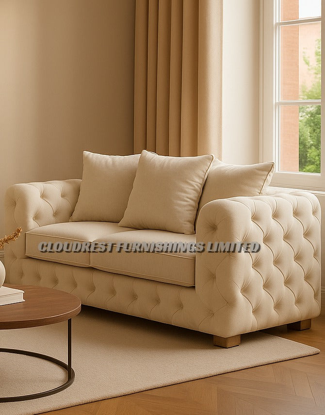 Ashton Chesterfield Sofa Brand New Black, Grey, Cream, Blue, Beige 3+2| Stylish Living Room Furniture