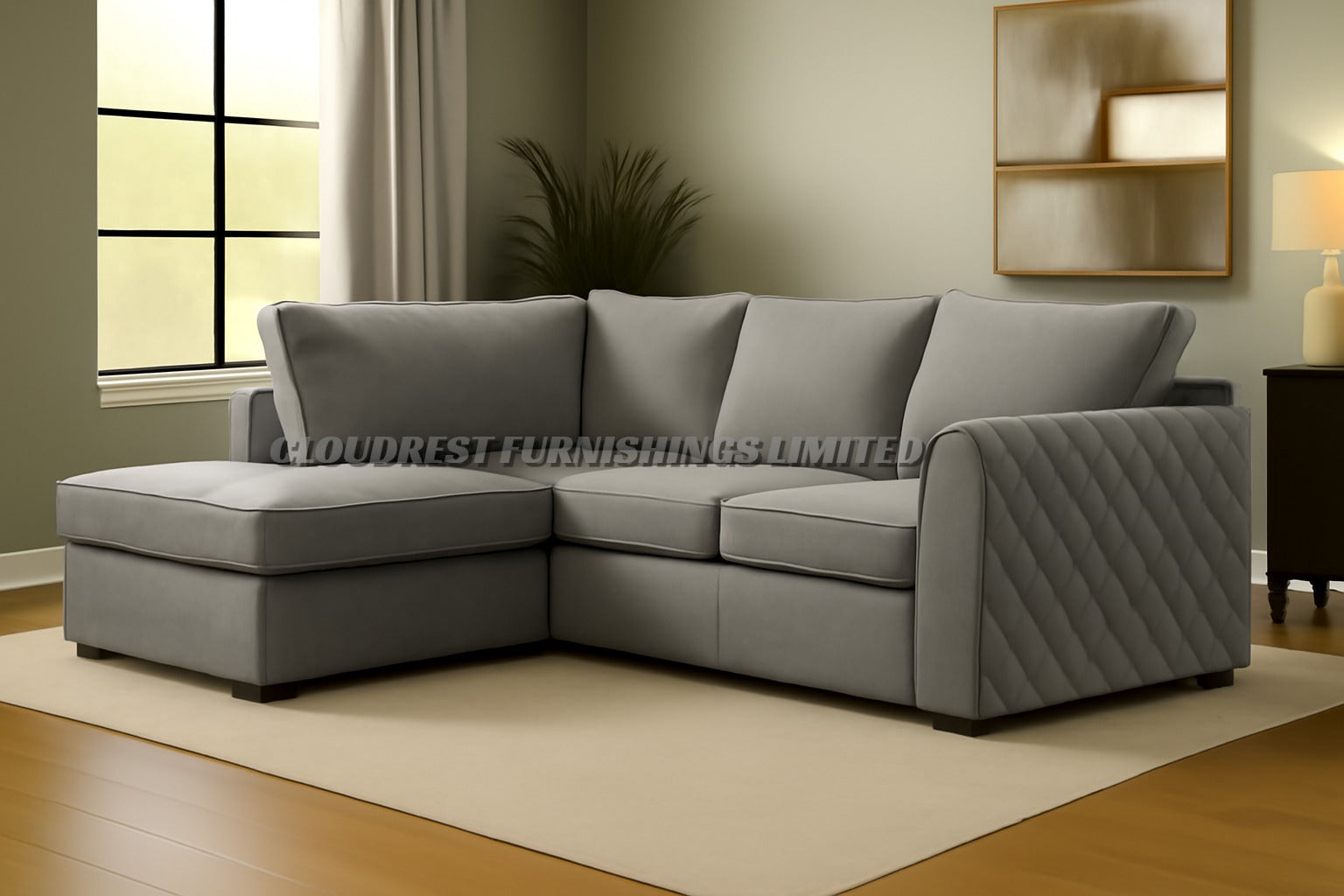 Vortex Plush Velvet Corner Sofa Brand New Grey, Black, Beige, Cream, Blue, Mustard Stylish Living Room Furniture