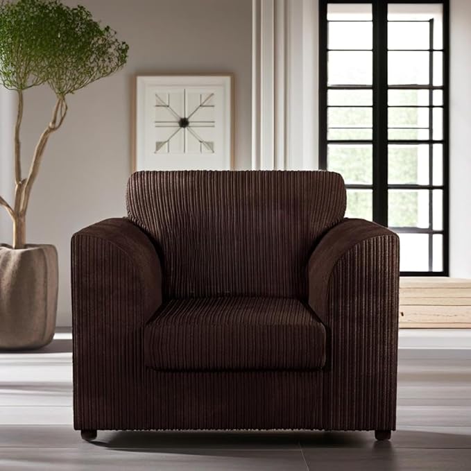 Modern Jumbo Cord 3+1+1 Sofa Suite with Armchair and Footstool