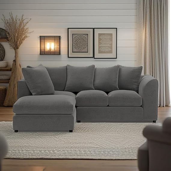 Comfortable Two Piece Cloud Couch with Modular L Shape Design