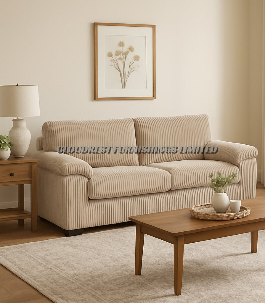 Riva Cord Sofa Brand New Black, Grey, Cream, Beige, Brown 3+2 Seater | Stylish Living Room Furniture