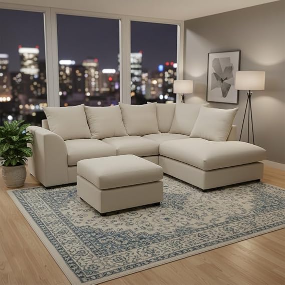 Dylan 4 Seater L-Shape Corner Sofa with Footstool