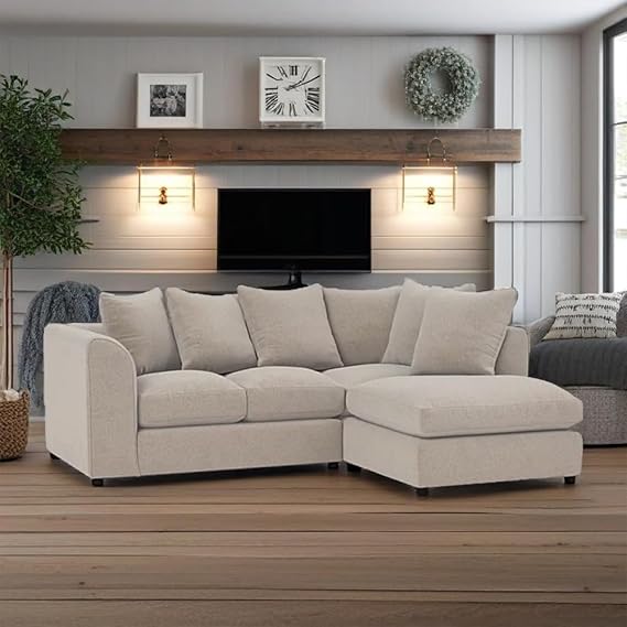 Comfortable Two Piece Cloud Couch with Modular L Shape Design
