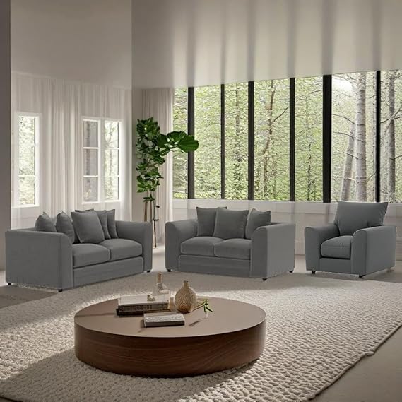 Grey Modular Sofa Set with Footstool for Lounge and Living Room