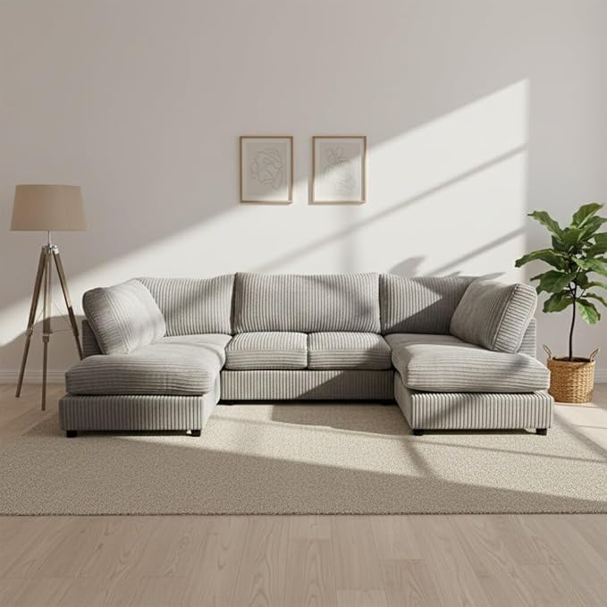 Large U Shape Modular Corner Sofa Jumbo Cord