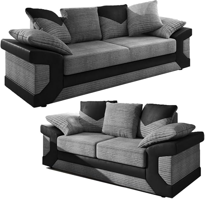 3+2 Seater Suites Jumbo Cord Scatter Back Corner Sofa