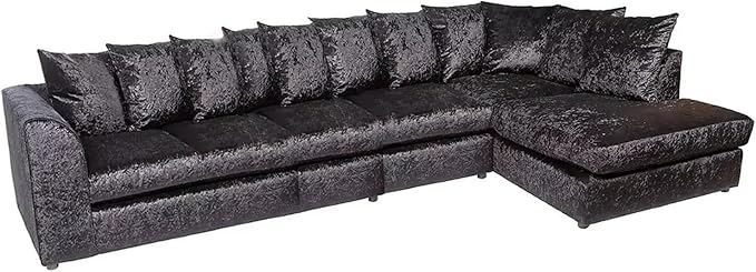 Large L Shape Crushed Velvet Sofa – 6 Seater Comfort