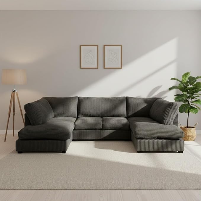 Large U Shape Modular Corner Sofa Jumbo Cord