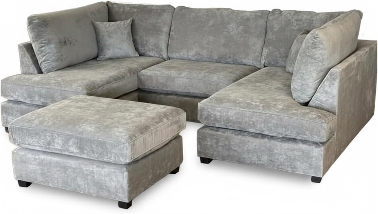 Cinema 4pc U shape 5 Seater Alaska High Back Sofa (Grey)