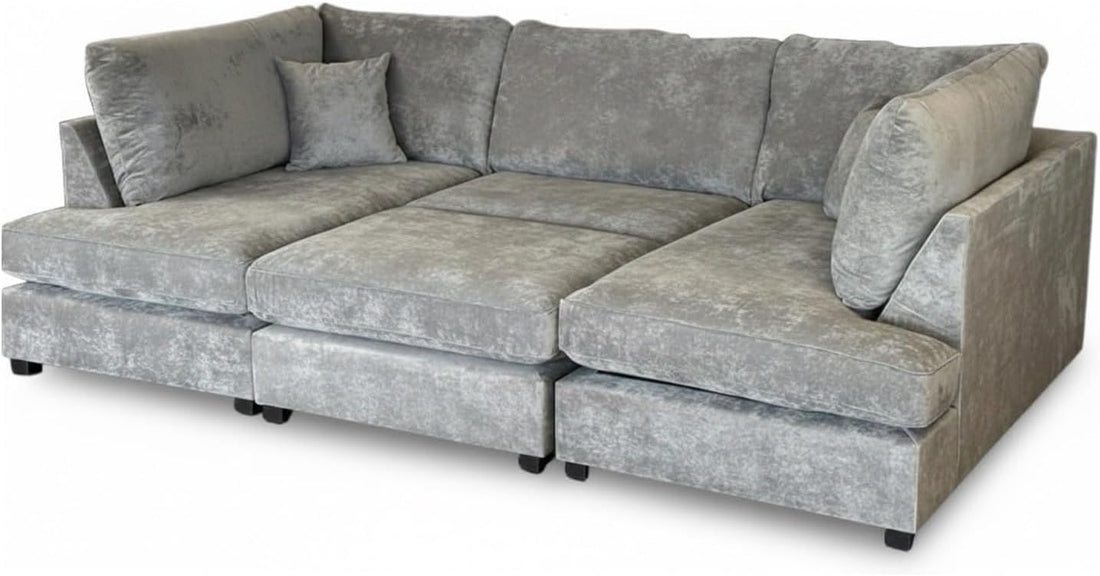 Cinema 4pc U shape 5 Seater Alaska High Back Sofa (Grey)