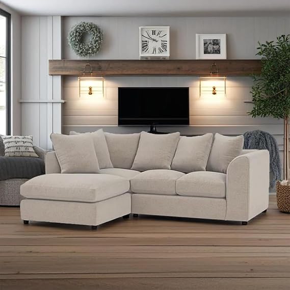 Comfortable Two Piece Cloud Couch with Modular L Shape Design
