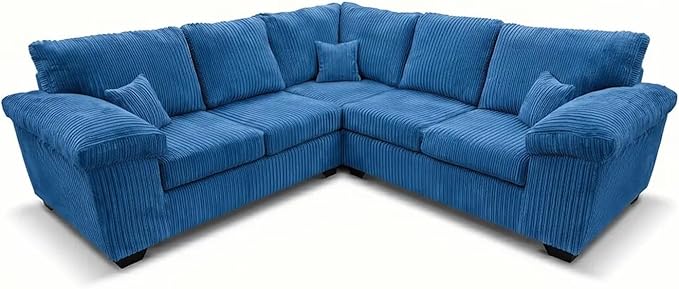 Deltaa 2C2 Corner Sofa – Soft Cord Fabric Living Room Suite